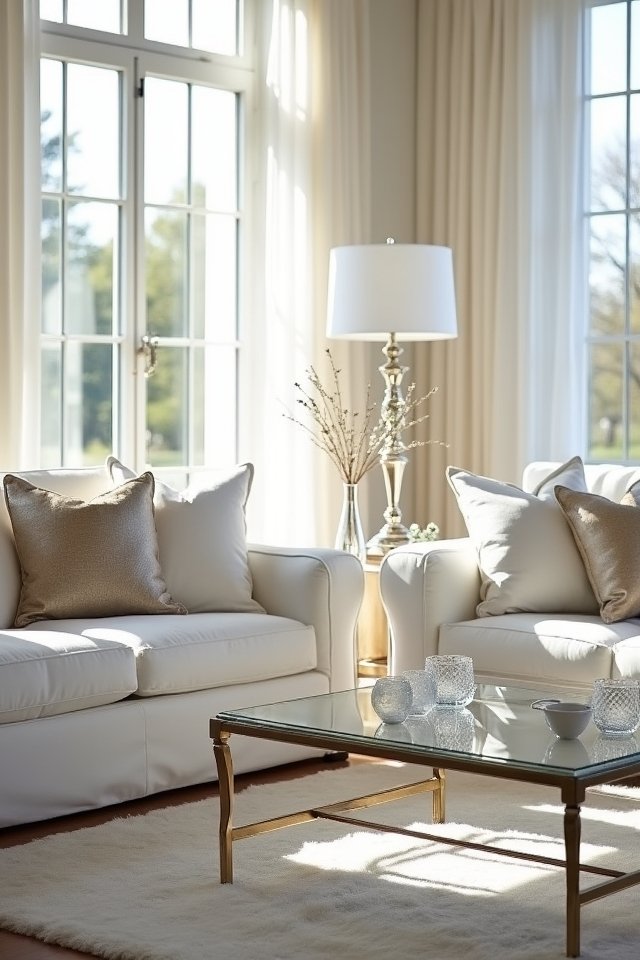 metallic and glass accents