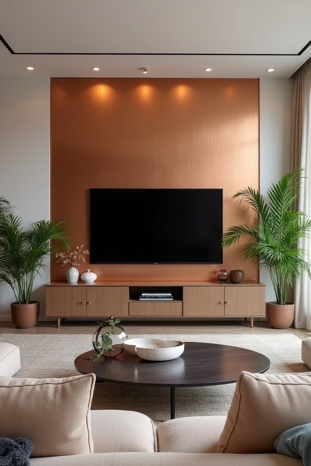 metallic copper accent wall