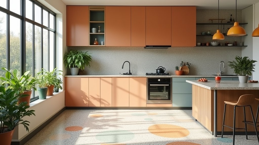 mid century terrazzo kitchen designs