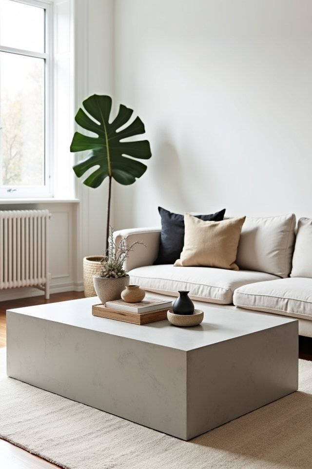 minimalist concrete coffee table