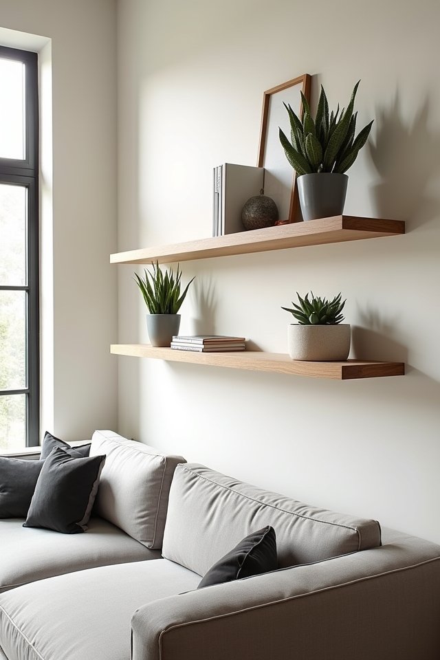 minimalist floating shelf decor