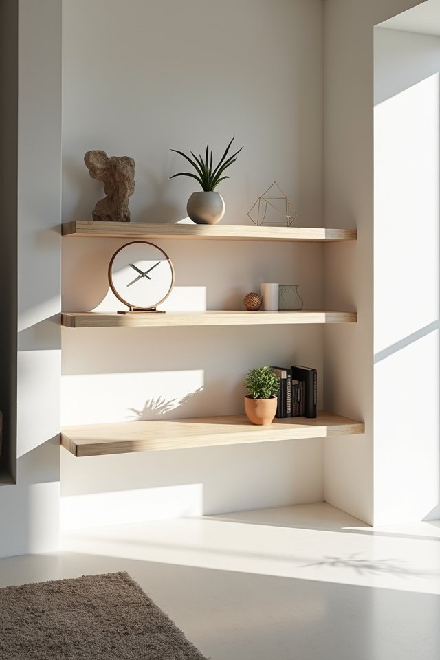 minimalist floating shelf decor