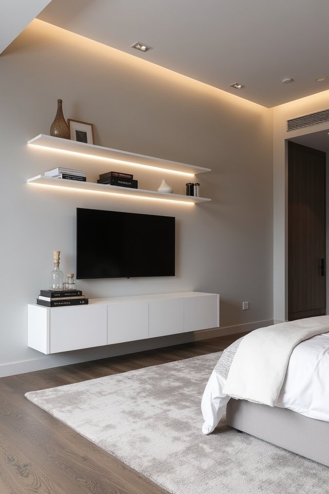 minimalist floating tv shelves