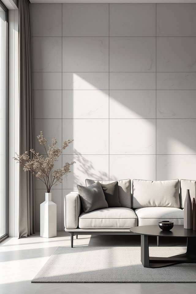 minimalist monochrome living room