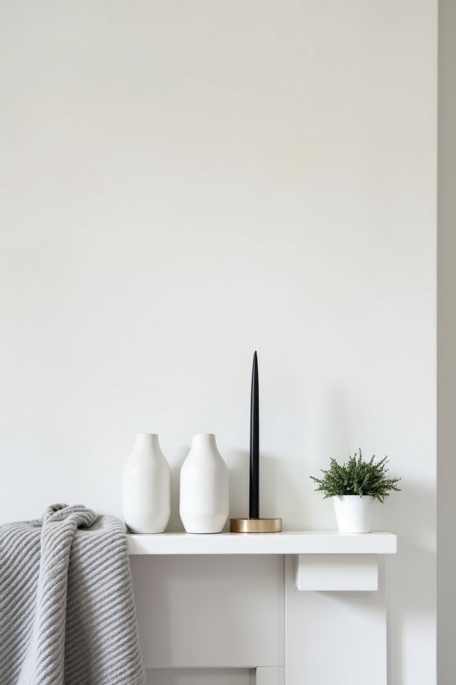 minimalist monochrome mantle decor