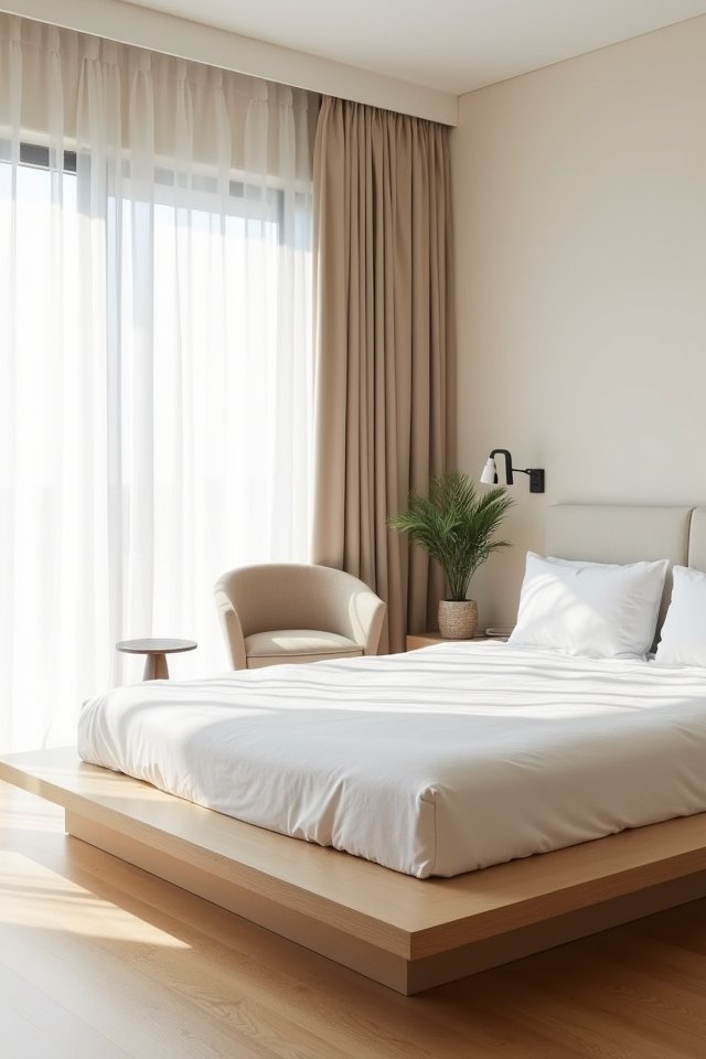 minimalist neutral bedroom decor