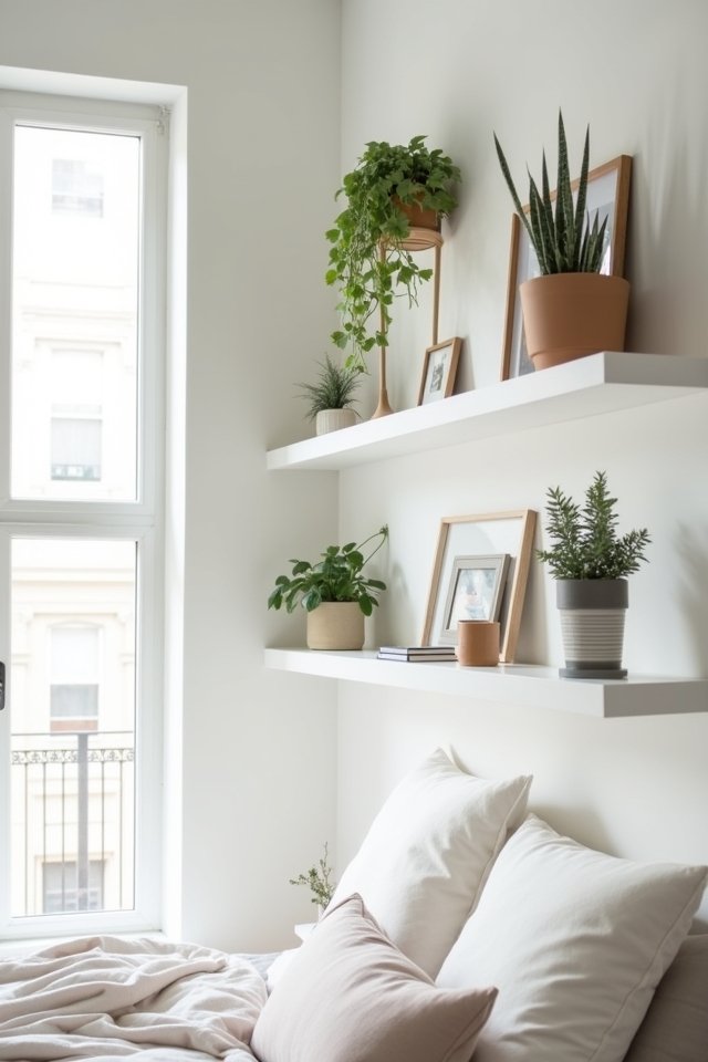 minimalist shelving for serenity