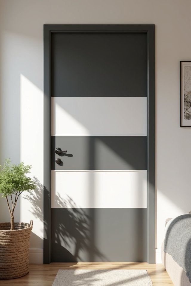 minimalist striped door makeover