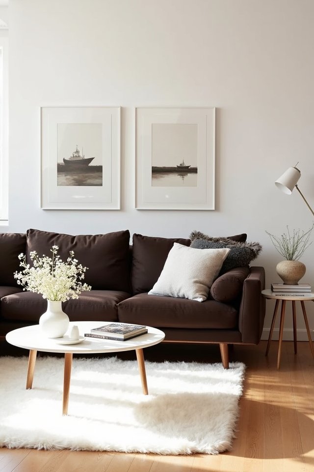 minimalist white living room accents