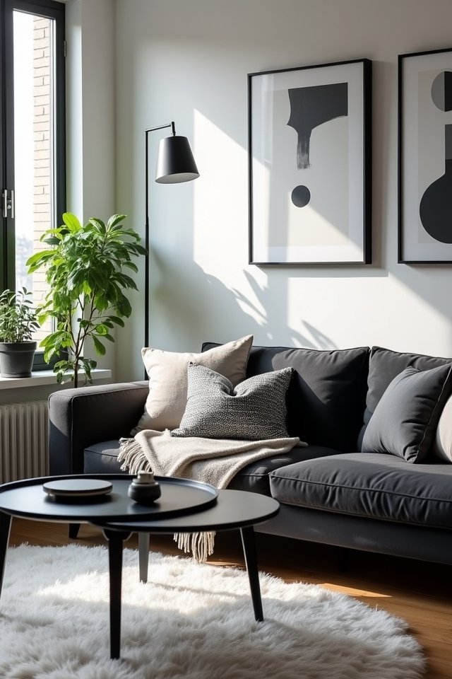 minimalistic monochrome living room