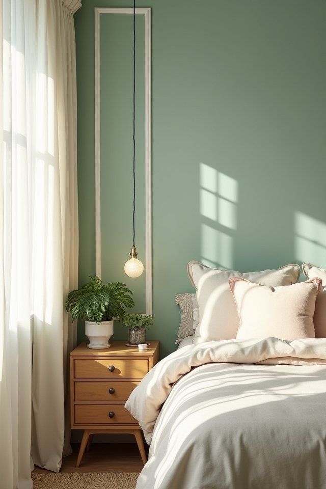 mint green accent wall