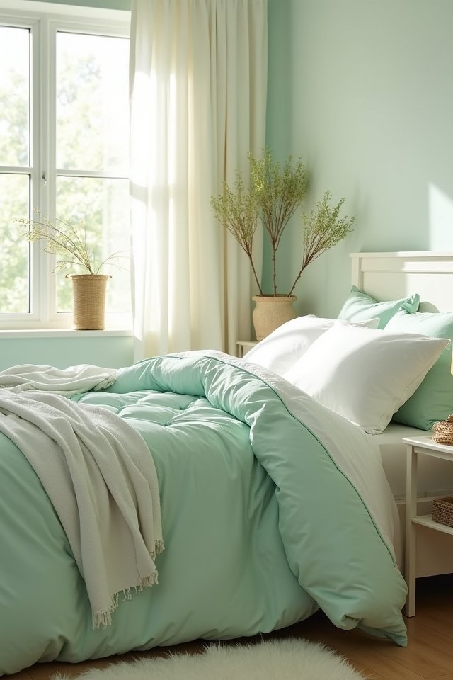 mint green and white