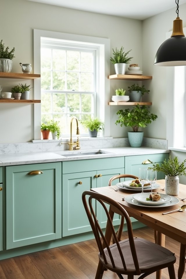 mint green kitchen accents