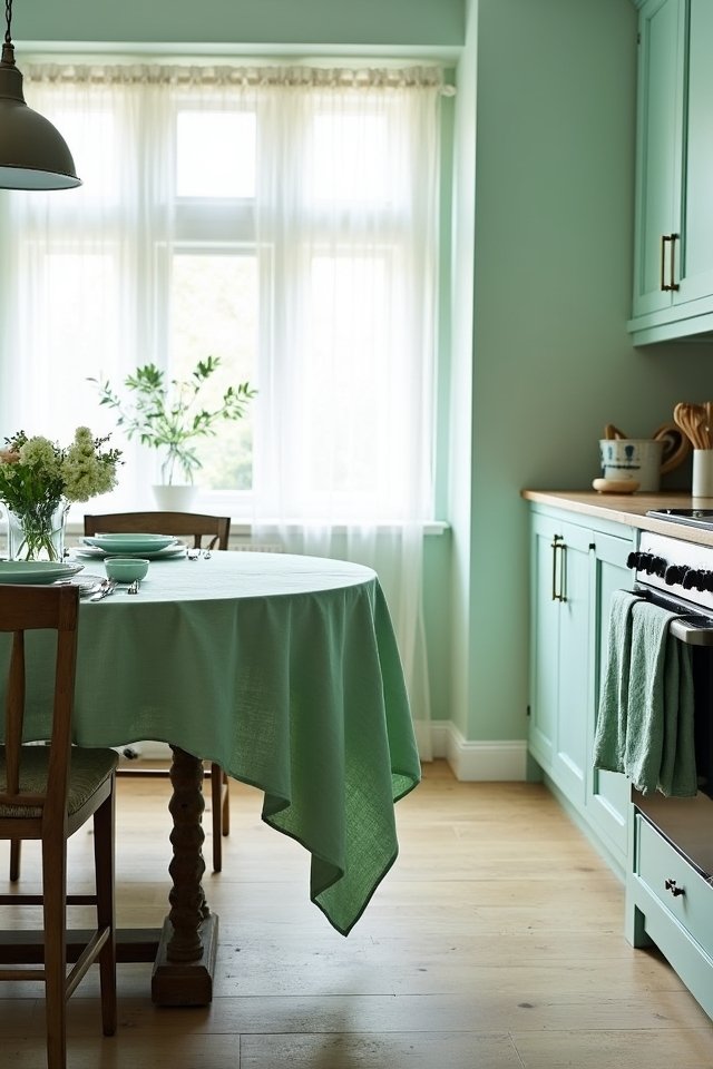 mint green kitchen textiles