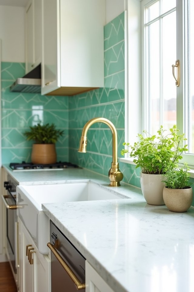 mint green kitchen tiles
