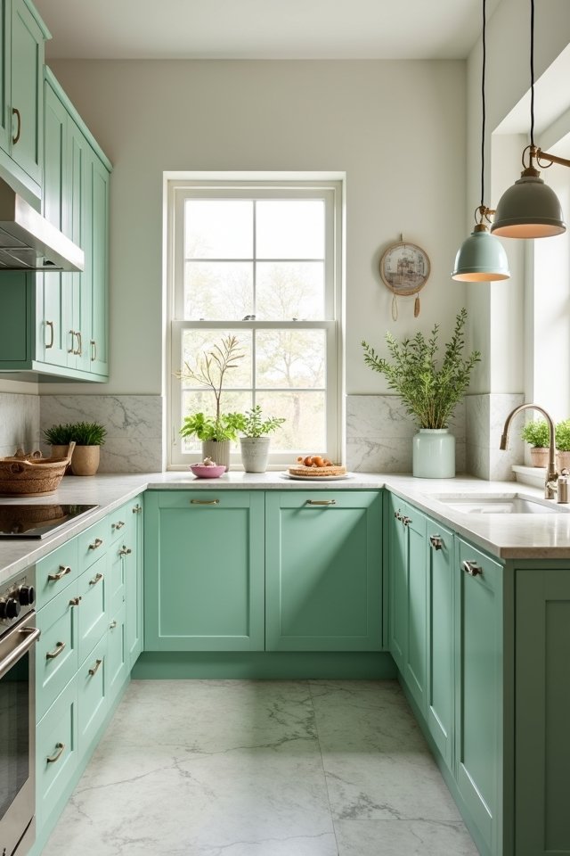 mint green kitchen transformation