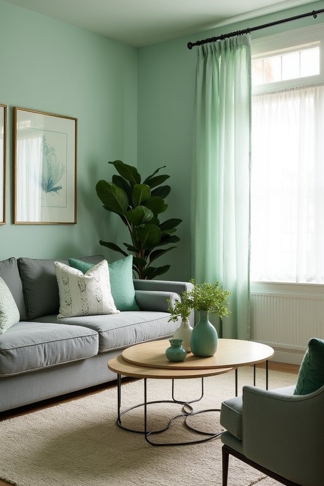 mint green living room refresh