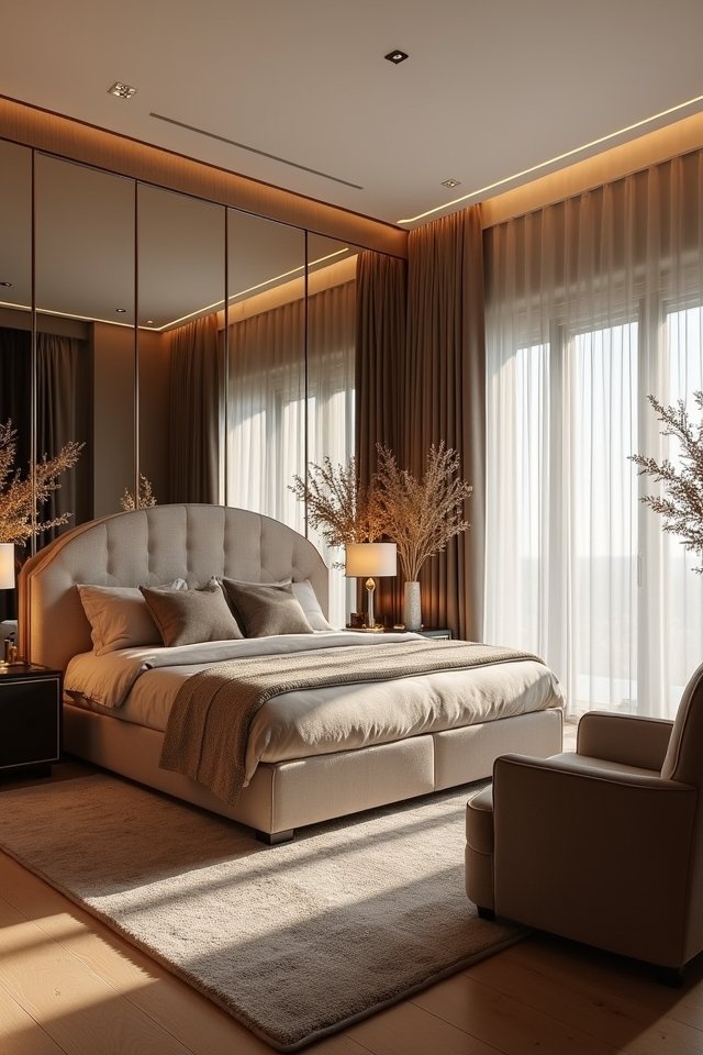 mirror panels create spaciousness