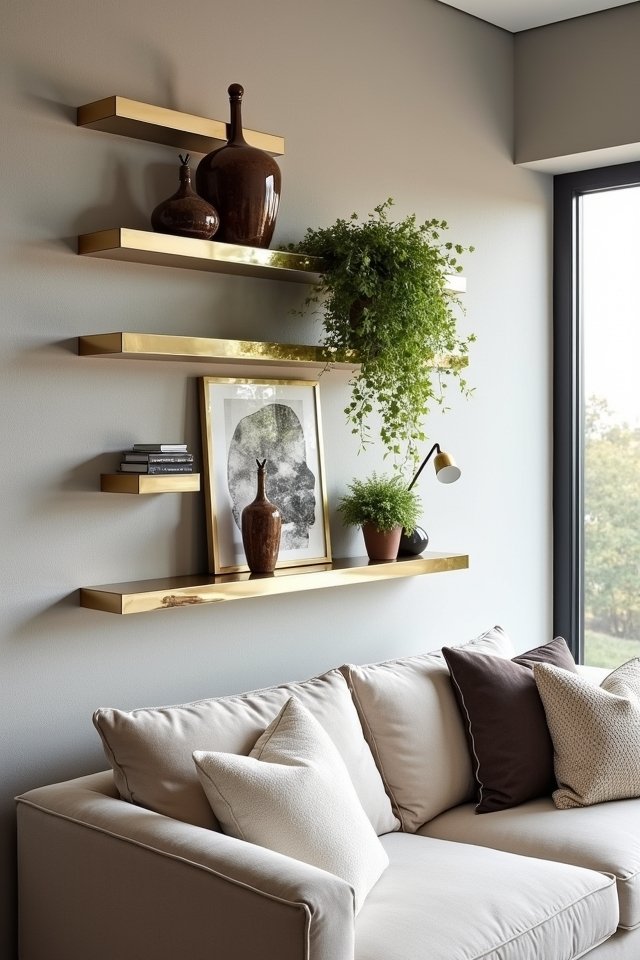 mirrored shelves create depth