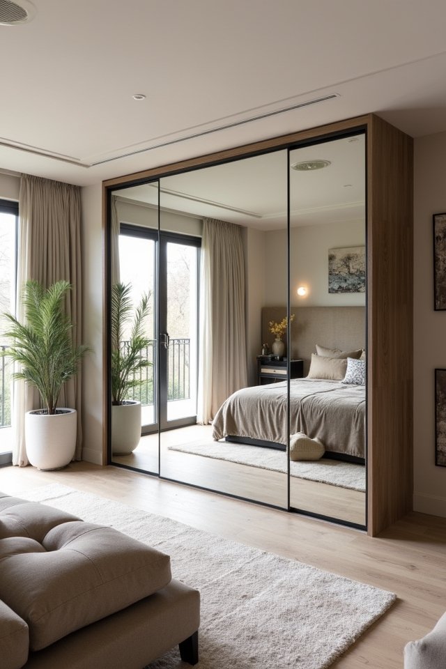 mirrored wardrobes enhance space