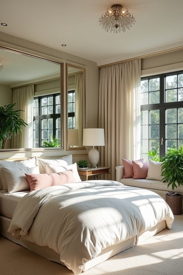 mirrors enhance bedroom ambiance