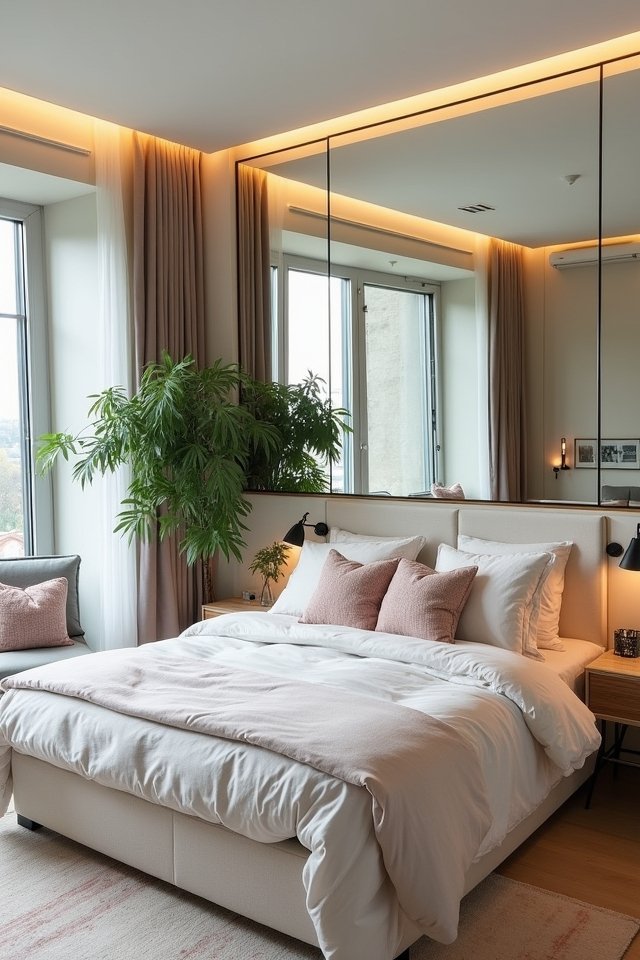 mirrors enhance bedroom space