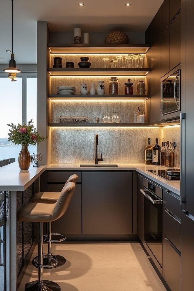 mirrors enhance small kitchens