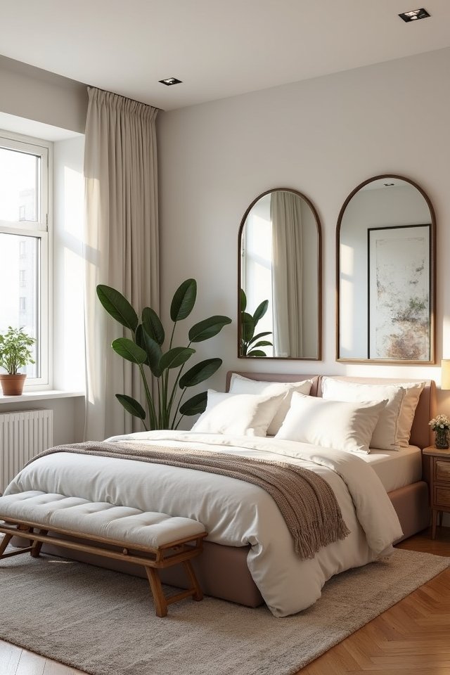 mirrors expand bedroom space