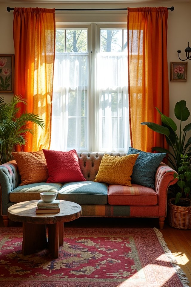 mismatched curtains create personality