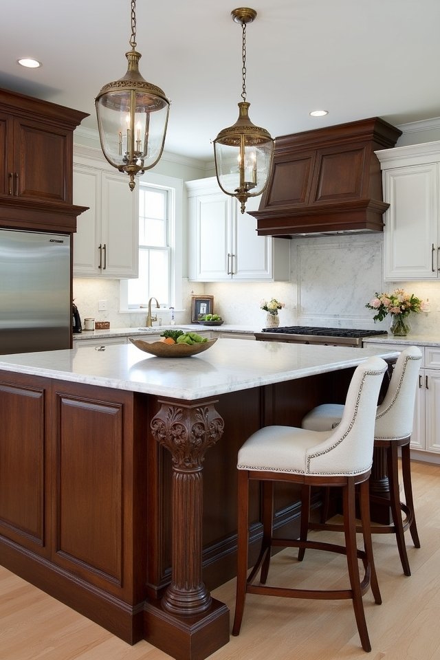 mixed material kitchen island design