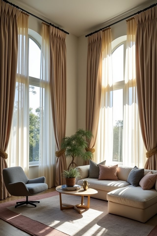 mixing curtain styles creatively