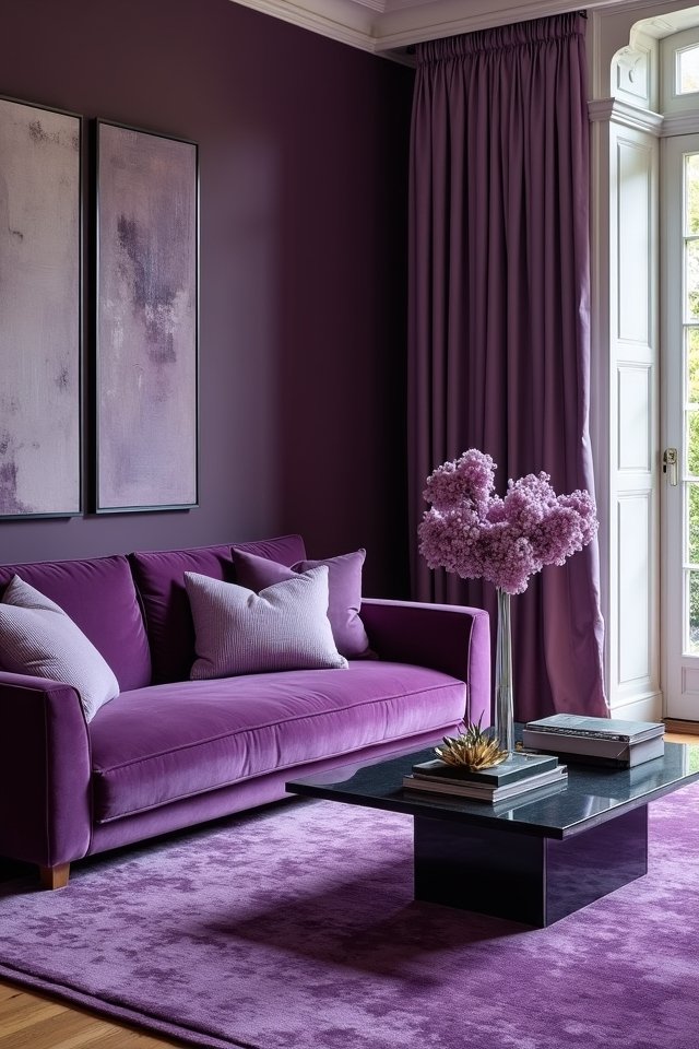 mixing purple furniture shades