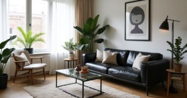 modern black leather couches