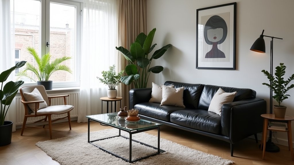 modern black leather couches