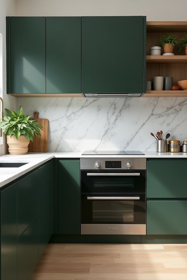 modern elegant dark green cabinetry