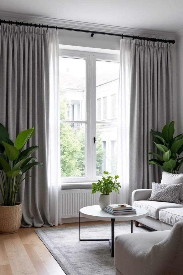 modern geometric grey drapes