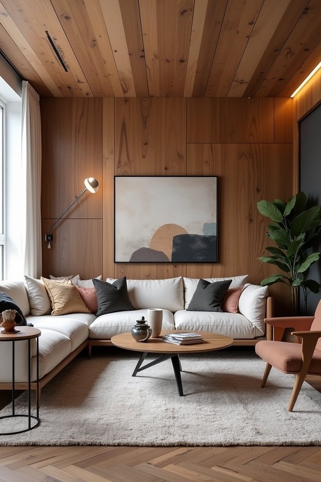 modern geometric wood paneling