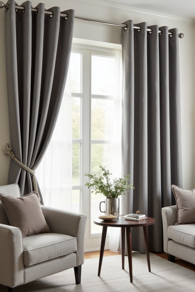 modern grey grommet curtains