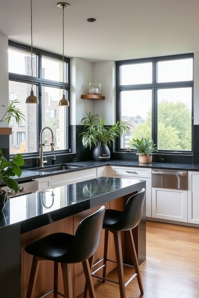 modern kitchen black and white