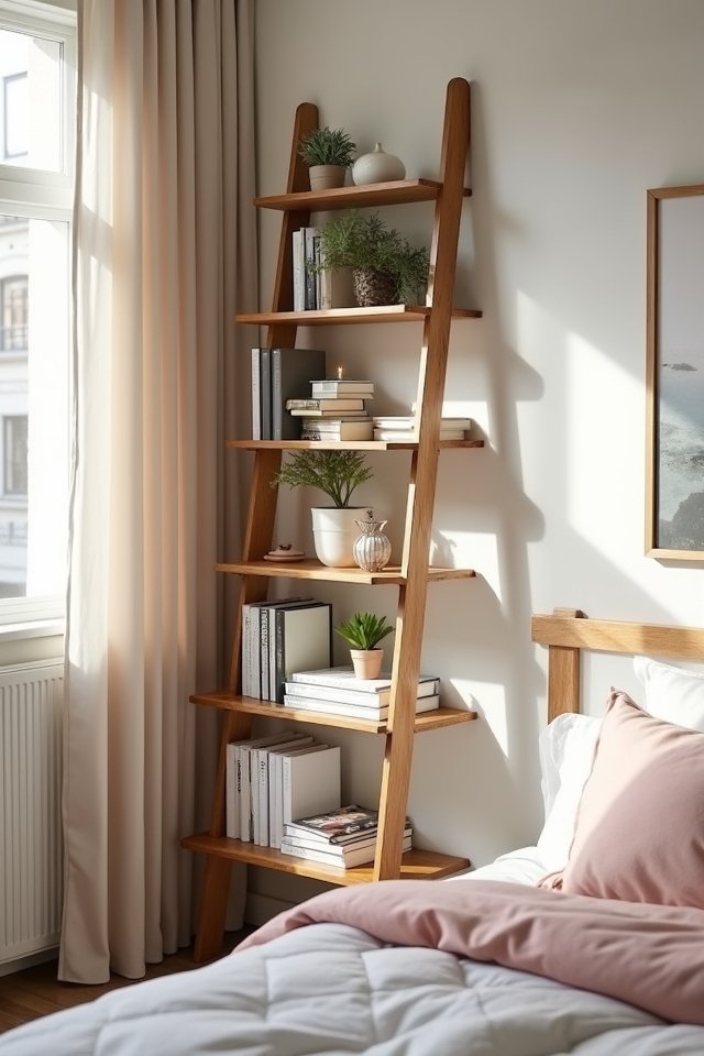 modern ladder bookshelf display