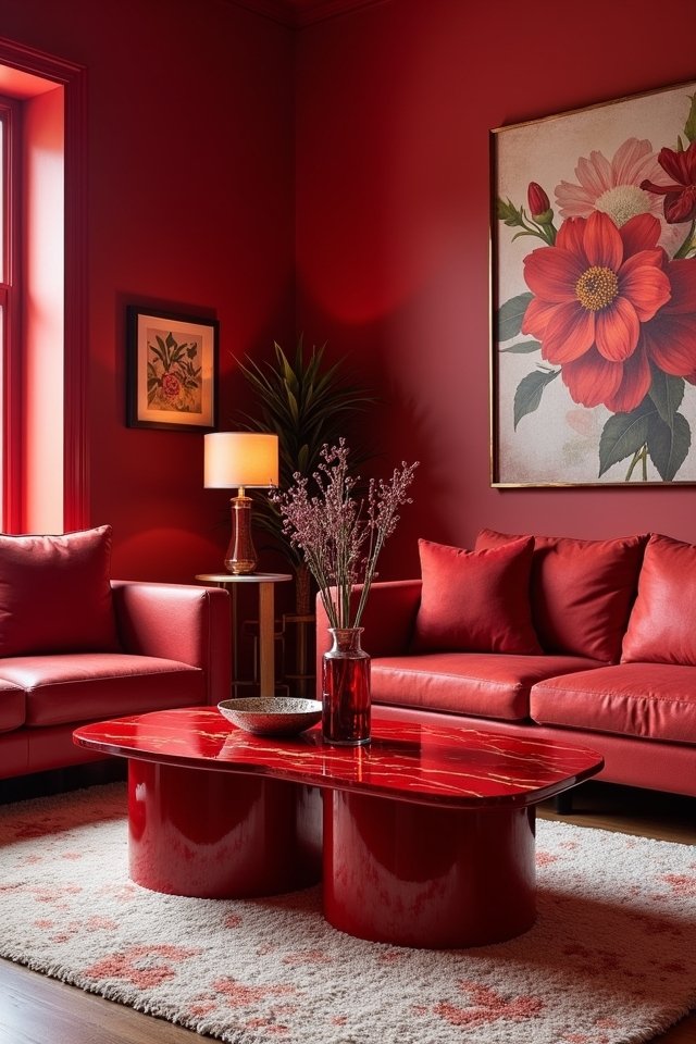 modern tables vibrant red accents