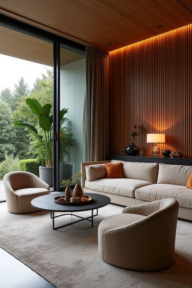 modern vertical slatted walls