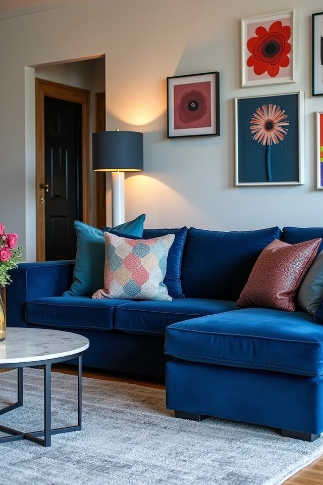 monochromatic blue living room