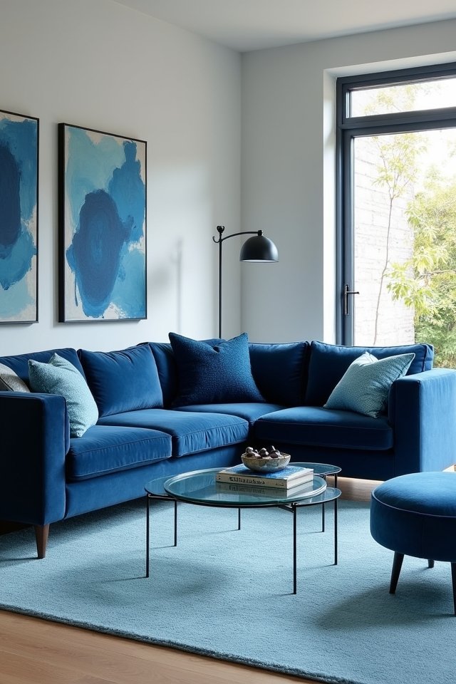 monochromatic blue living space