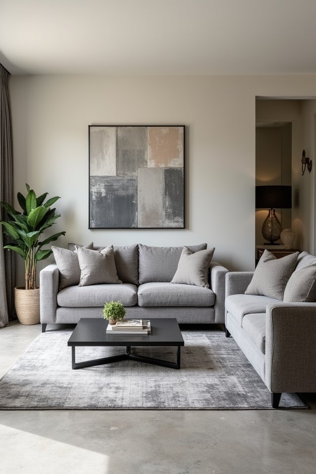 monochromatic gray living room