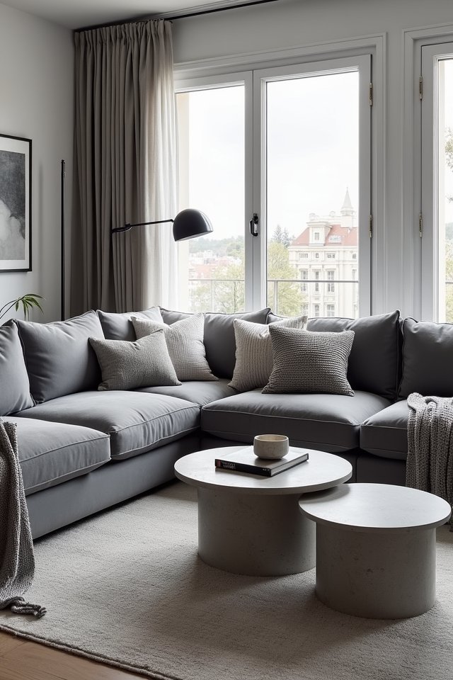 monochromatic gray living space