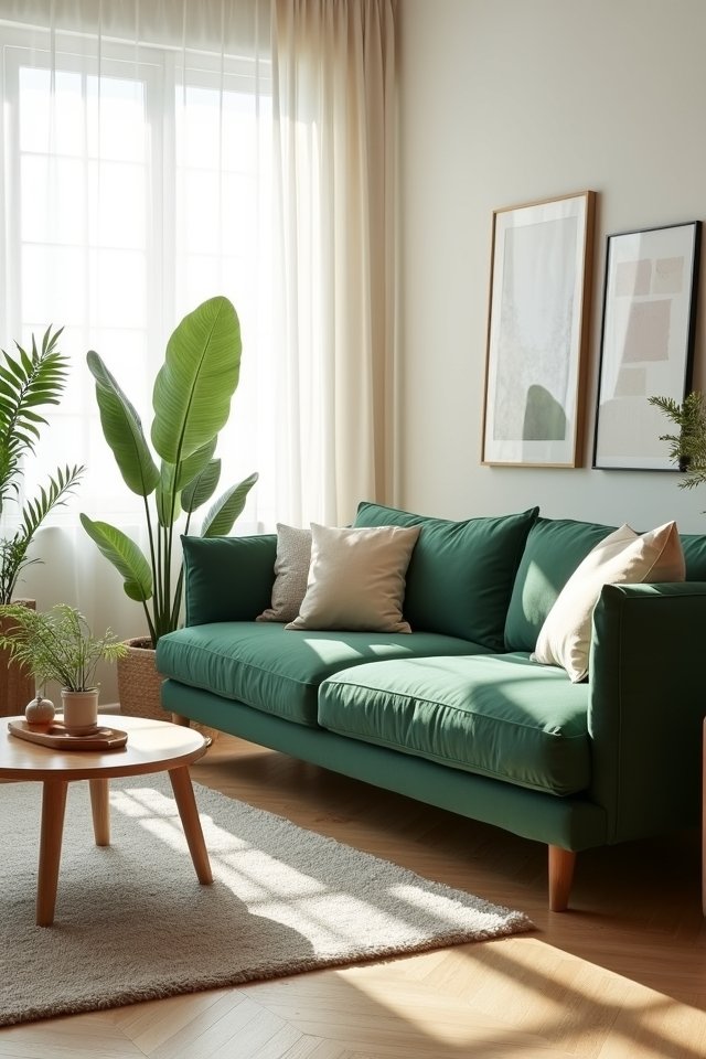 monochromatic green sofa elegance