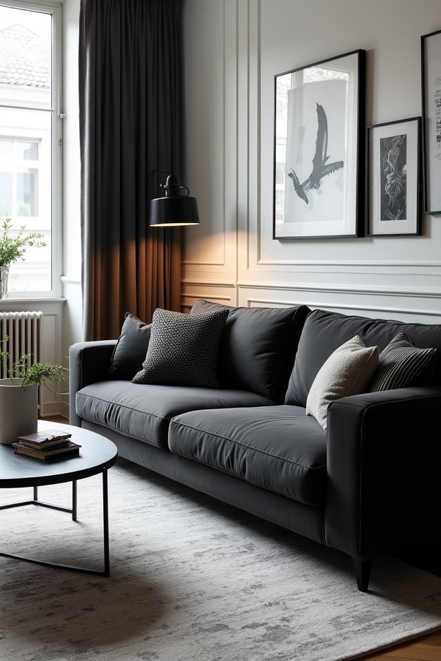 monochromatic grey living room