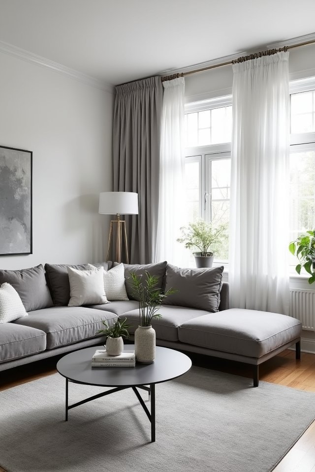 monochromatic grey living room