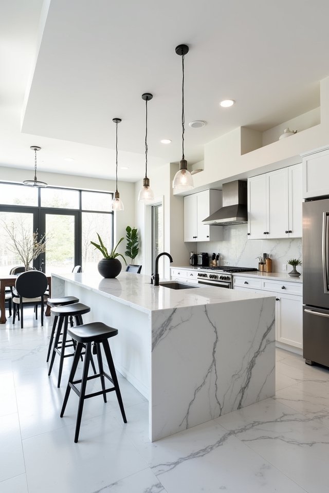 monochromatic kitchen design accents